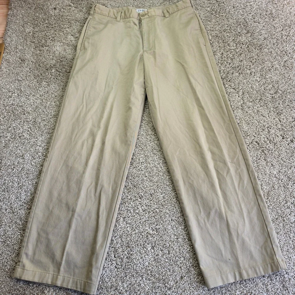 IZOD PerformX Chino Pants Mens 34x32 Tan Khaki Outdoor Casual Lightweight Golf